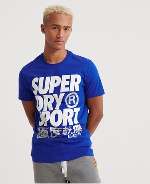 Superdry Lightning Strike Férfi Pólók Kék | LFOIU1407